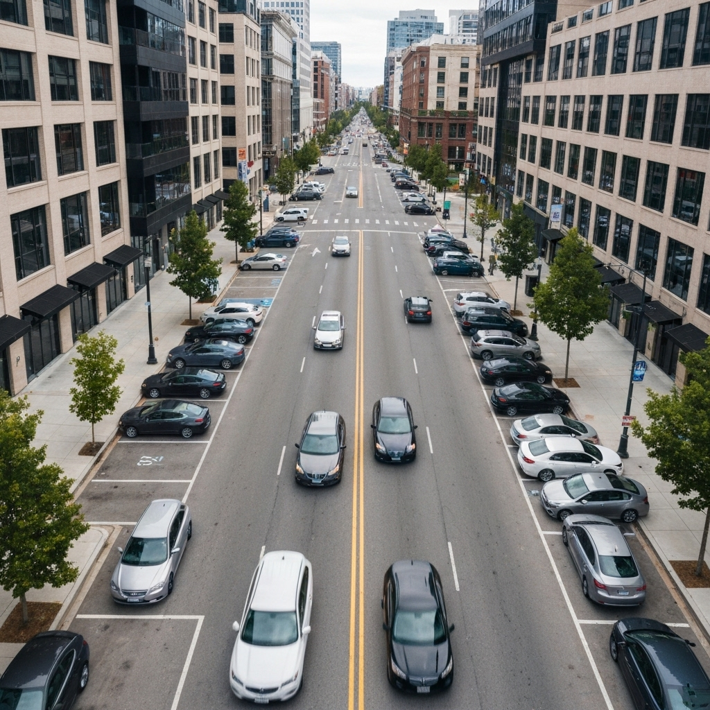 City parking aerial view